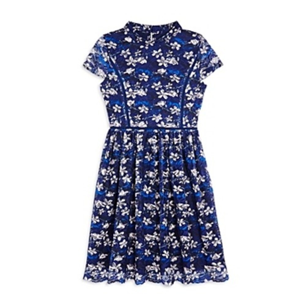 Blush by Us Angels Girl's Print‎ Lace Dress - Navy - Size 10